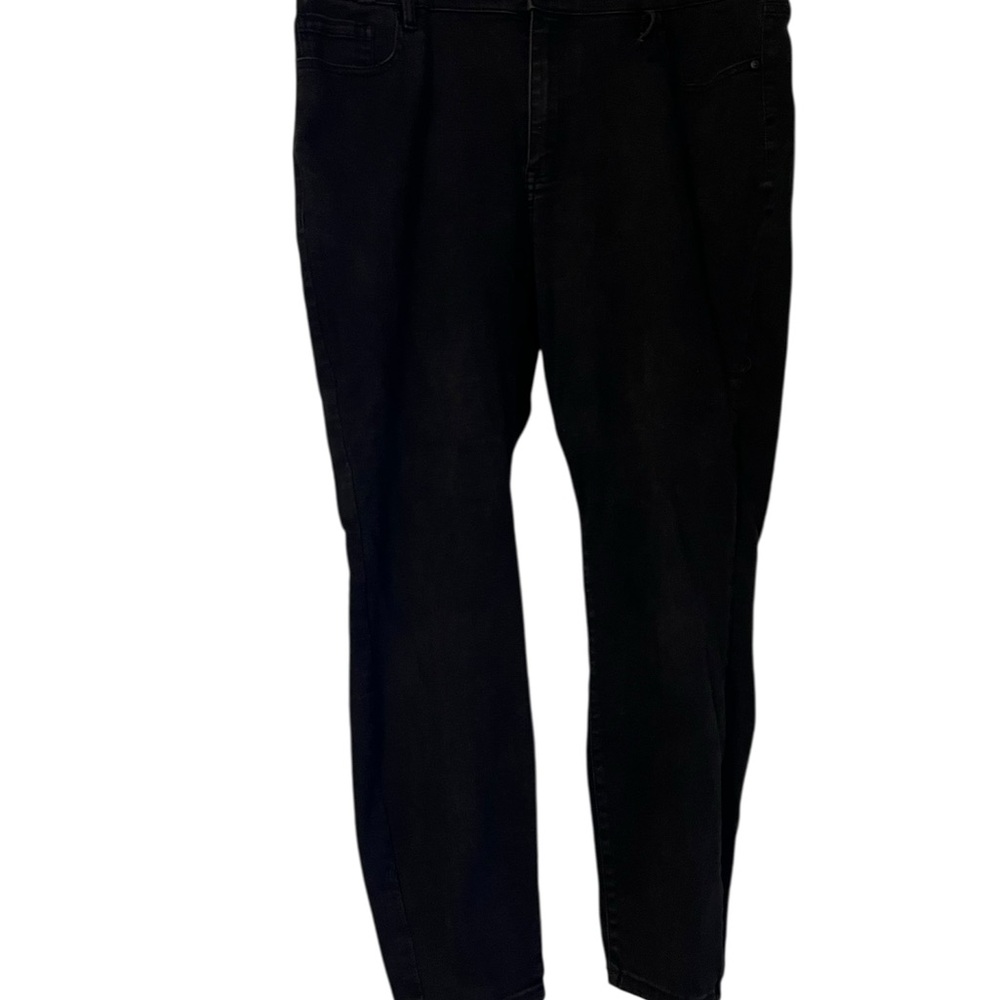 Lane Bryant Flex Magic Waistband Black Skinny Jean Thrashed Destroyed Sz 16 READ